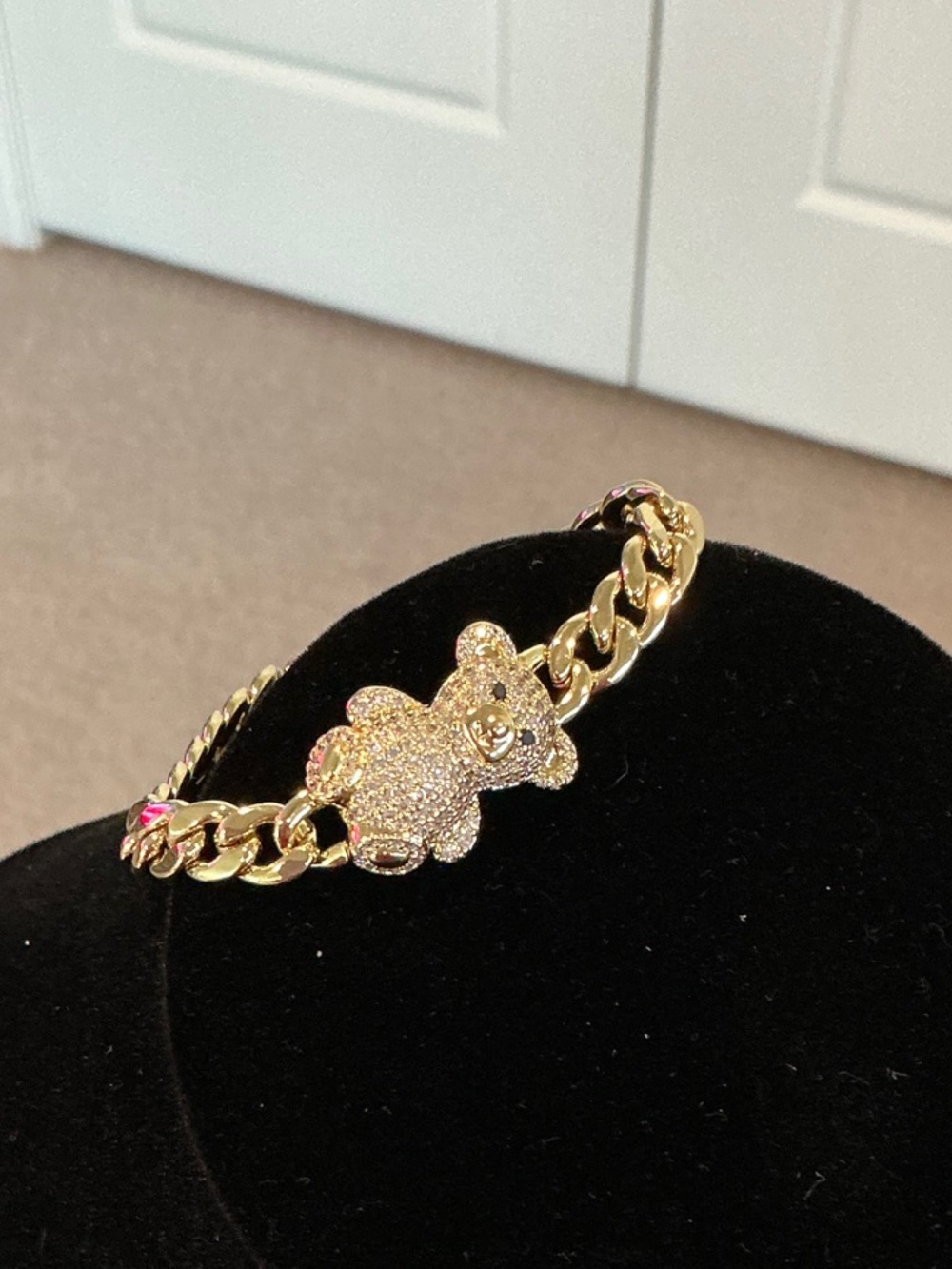 Gold Teddy Charm Chain Bracelet - Women's Jewelry
